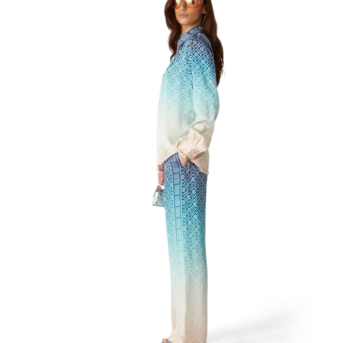 Pantaloni in seta jacquard sfumato