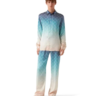 Pantaloni in seta jacquard sfumato