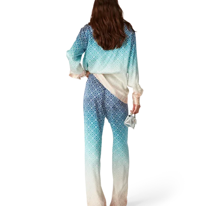 Pantaloni in seta jacquard sfumato