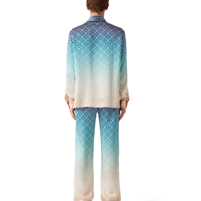 Pantaloni in seta jacquard sfumato