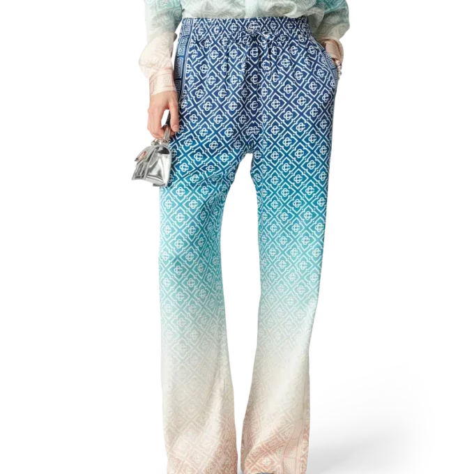 Pantaloni in seta jacquard sfumato