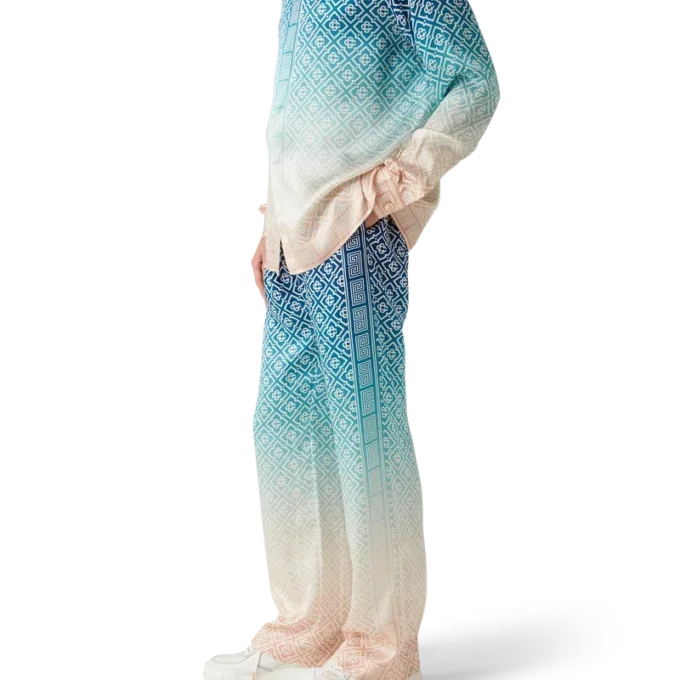 Pantaloni in seta jacquard sfumato