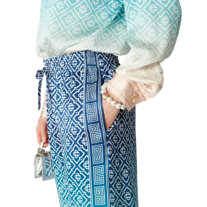 Pantaloni in seta jacquard sfumato