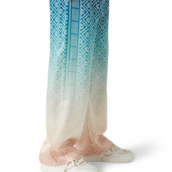 Pantaloni in seta jacquard sfumato