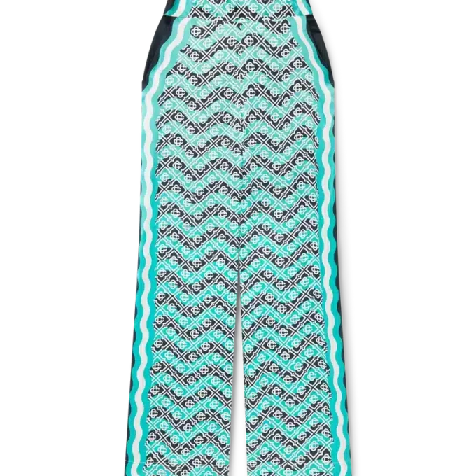 Pantaloni in seta Monogram Wave