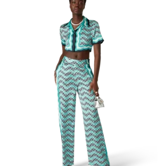 Pantaloni in seta Monogram Wave