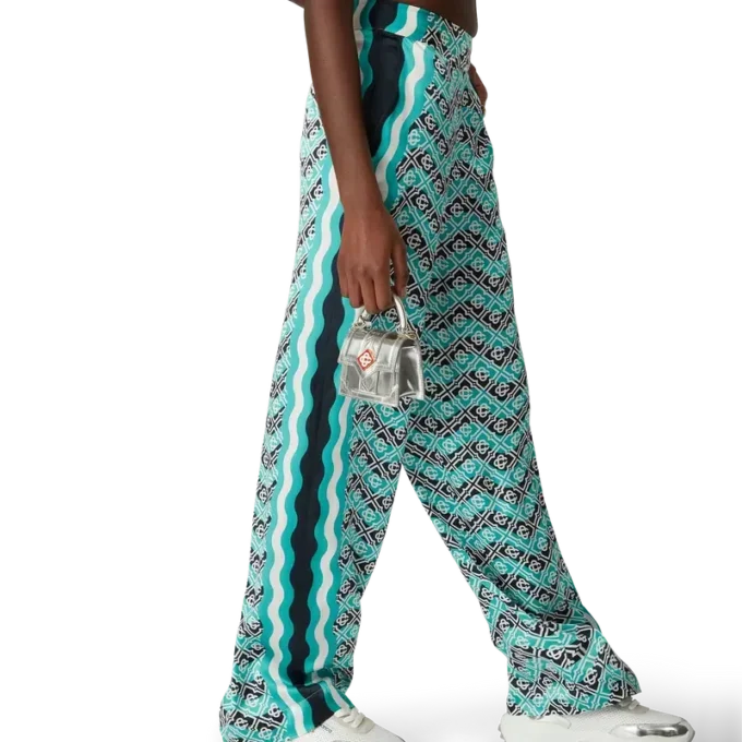Pantaloni in seta Monogram Wave