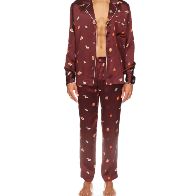 Pantaloni pigiama in raso di seta Vices