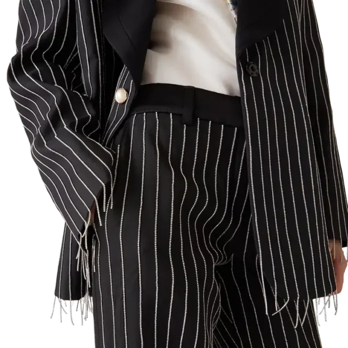 Pantaloni sartoriali impreziositi da cristalli