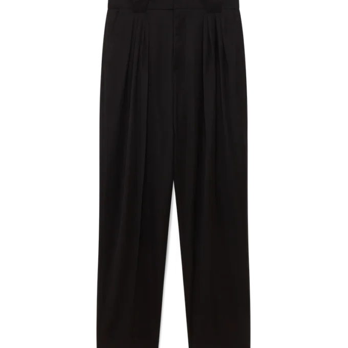 Pantaloni sartoriali in lana a cinque pieghe