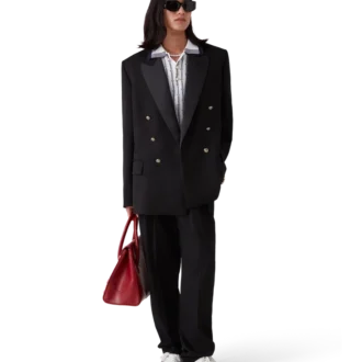 Pantaloni sartoriali in lana a cinque pieghe