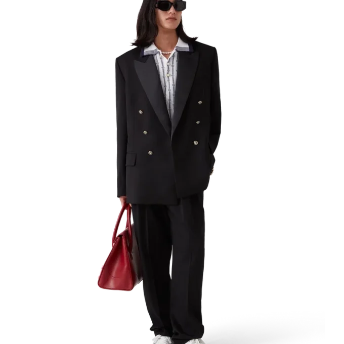 Pantaloni sartoriali in lana a cinque pieghe