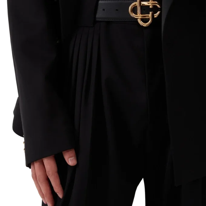 Pantaloni sartoriali in lana a cinque pieghe