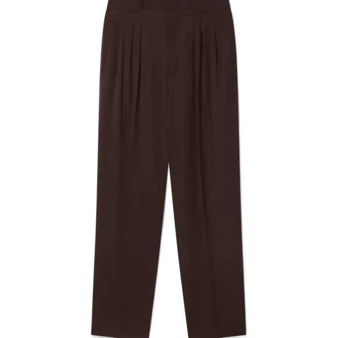 Pantaloni sartoriali in lana a pieghe