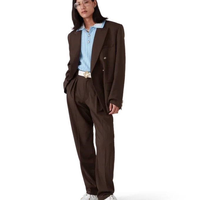 Pantaloni sartoriali in lana a pieghe