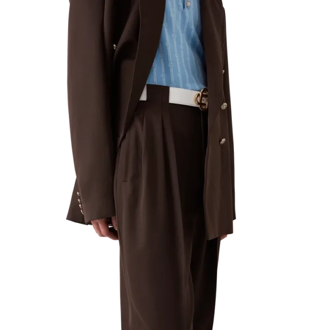 Pantaloni sartoriali in lana a pieghe