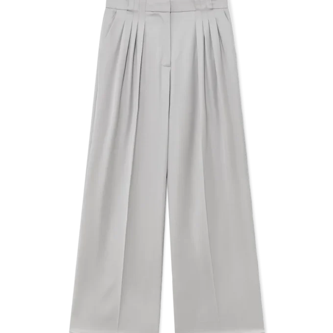 Pantaloni sartoriali in lana a tripla piega