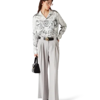 Pantaloni sartoriali in lana a tripla piega