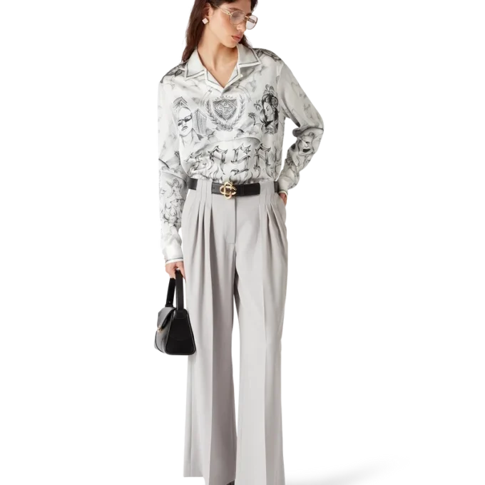 Pantaloni sartoriali in lana a tripla piega