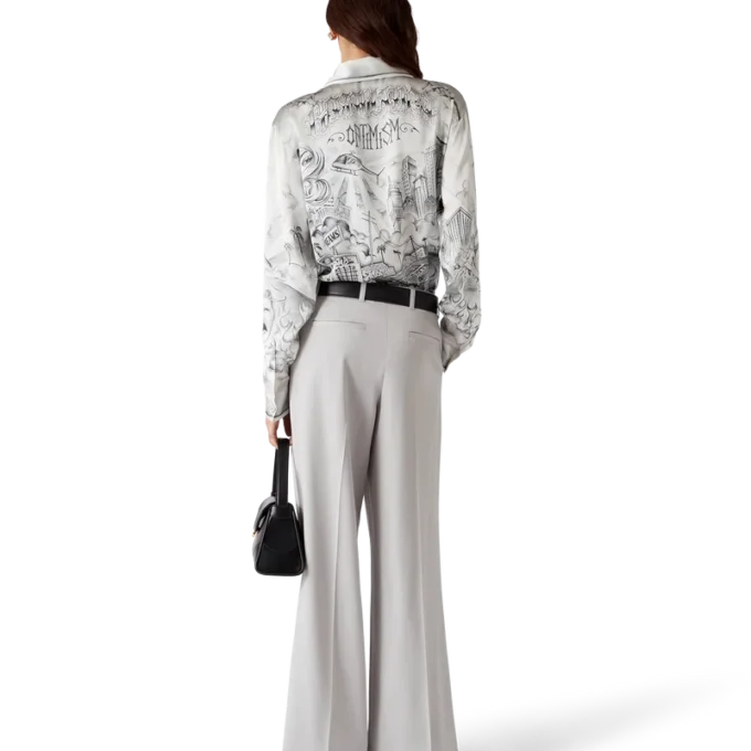 Pantaloni sartoriali in lana a tripla piega