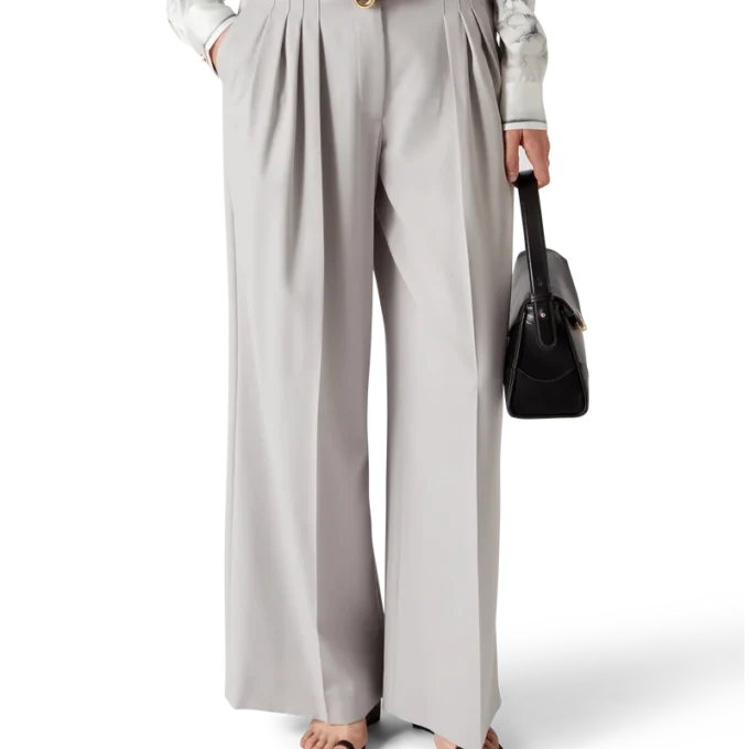 Pantaloni sartoriali in lana a tripla piega