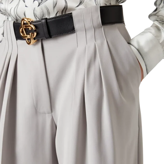 Pantaloni sartoriali in lana a tripla piega