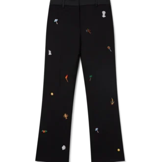 Pantaloni sartoriali in lana con motivo ricamato