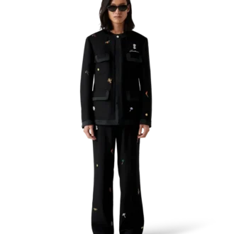 Giacca sartoriale in lana con motivo ricamato