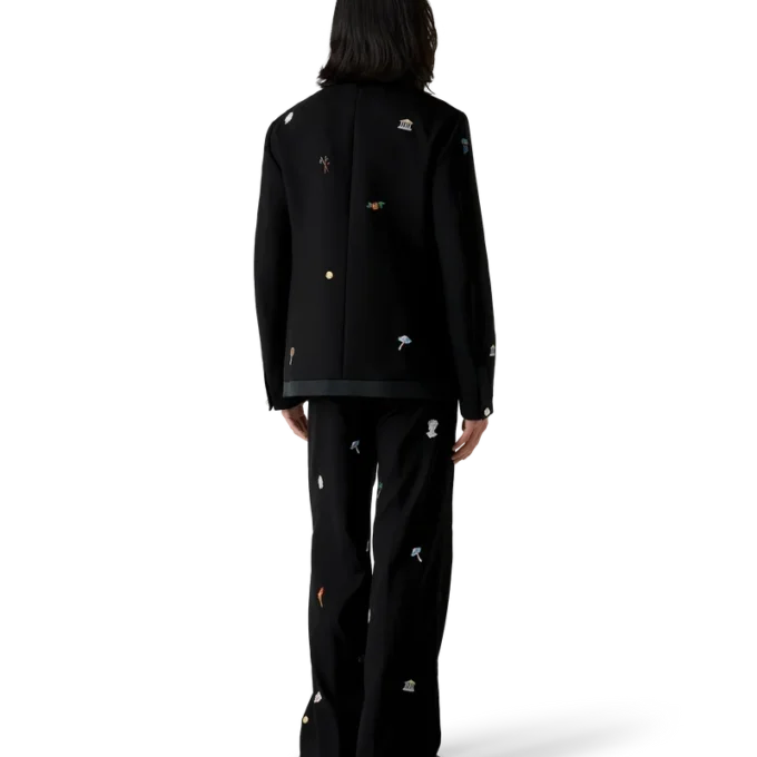 Giacca sartoriale in lana con motivo ricamato