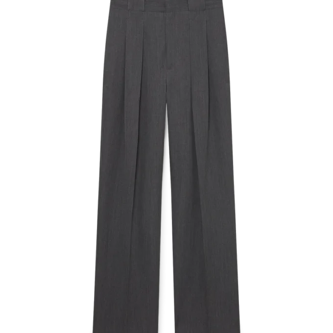 Pantaloni sartoriali in lana con passanti per cintura