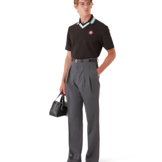 Pantaloni sartoriali in lana con passanti per cintura