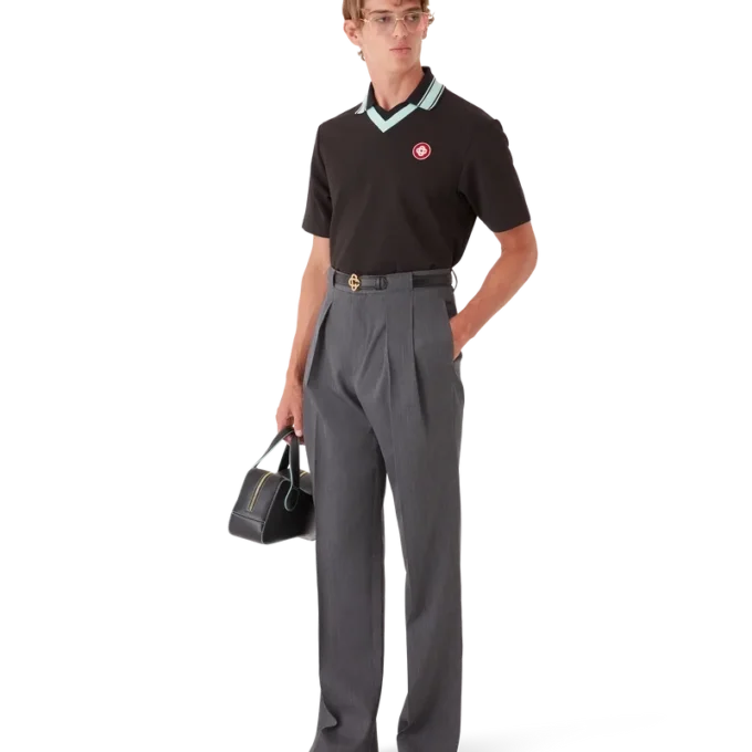 Pantaloni sartoriali in lana con passanti per cintura