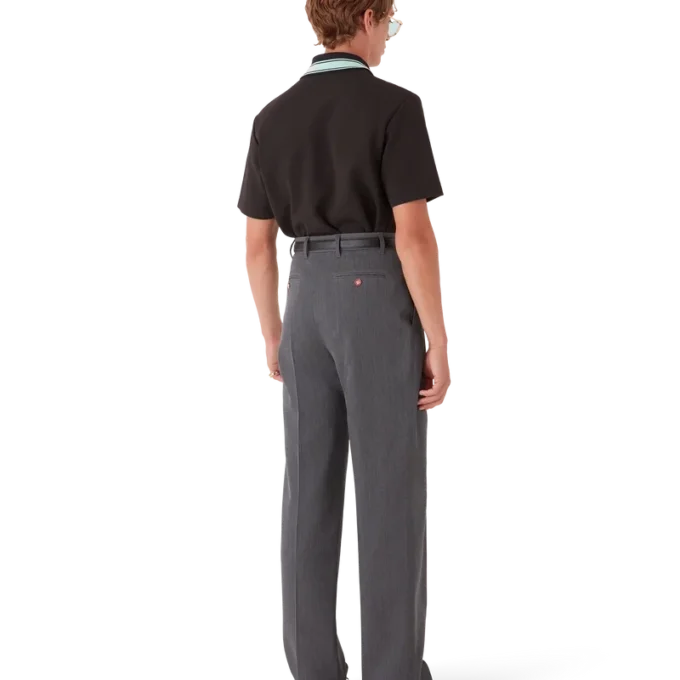 Pantaloni sartoriali in lana con passanti per cintura