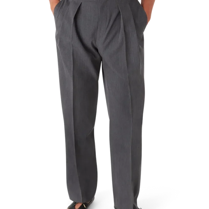 Pantaloni sartoriali in lana con passanti per cintura