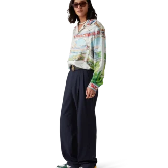 Pantaloni sartoriali in lana con pinces