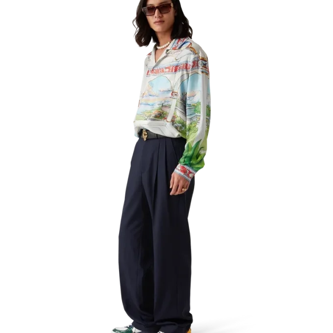 Pantaloni sartoriali in lana con pinces