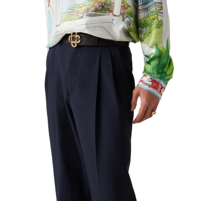 Pantaloni sartoriali in lana con pinces