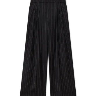 Pantaloni sartoriali in lana gessata a tripla piega