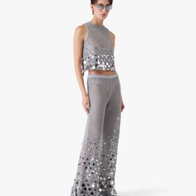 Pantaloni Silver Crochet Mirror