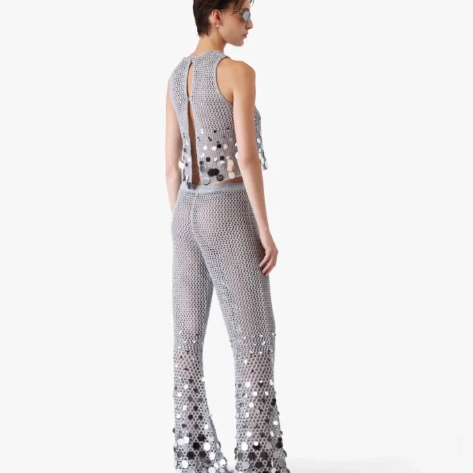 Pantaloni Silver Crochet Mirror