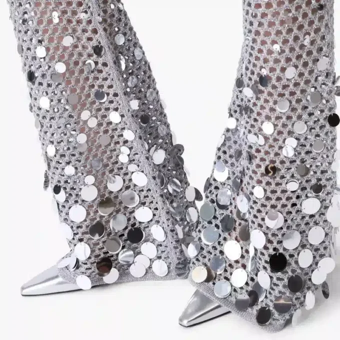 Pantaloni Silver Crochet Mirror