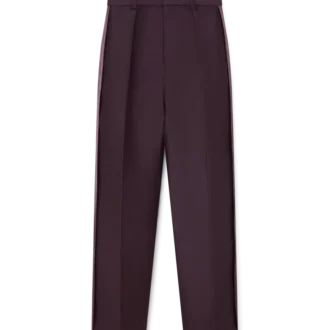 Pantaloni su misura in misto lana e seta con striscia laterale