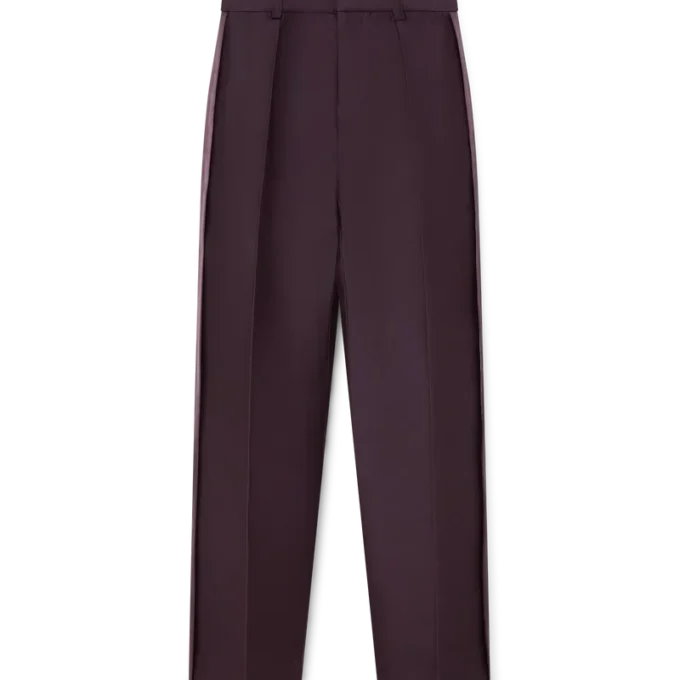 Pantaloni su misura in misto lana e seta con striscia laterale