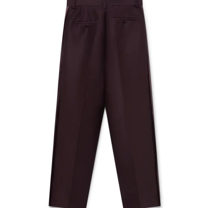 Pantaloni su misura in misto lana e seta con striscia laterale