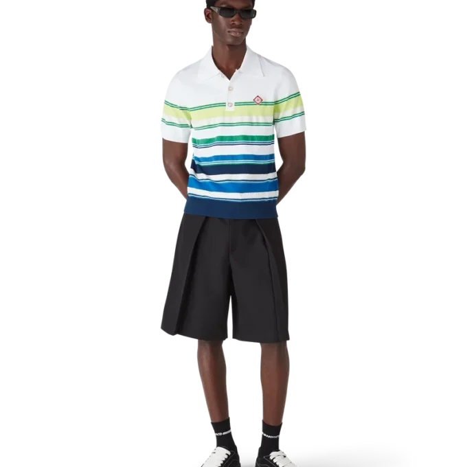 Polo a maniche corte con strisce sfumate in pantaloncini