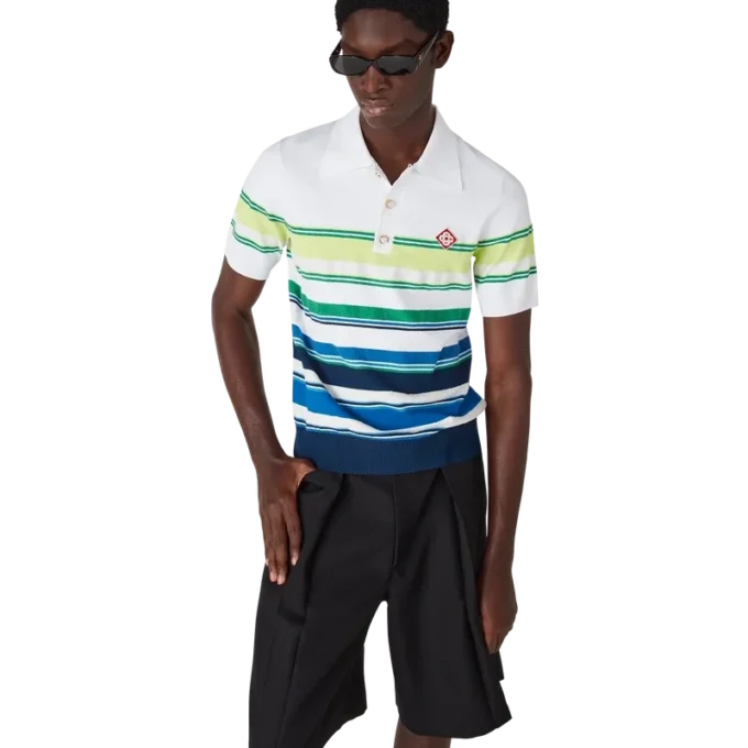 Polo a maniche corte con strisce sfumate in pantaloncini