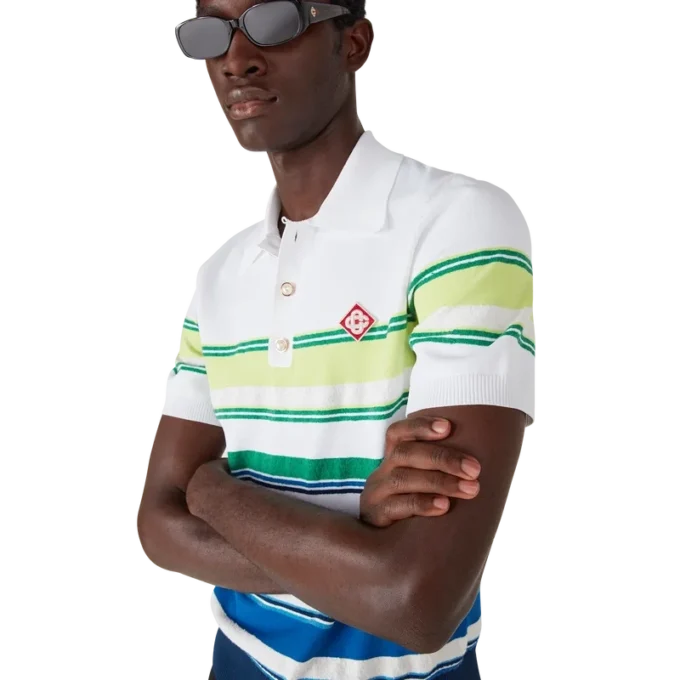 Polo a maniche corte con strisce sfumate in pantaloncini