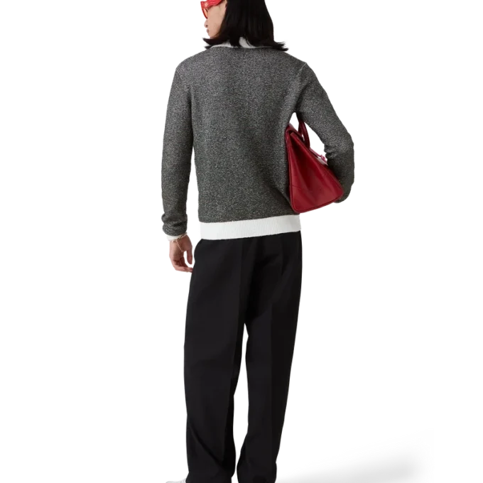 Polo a maniche lunghe a righe bouclé