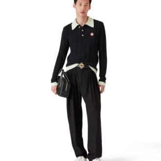 Polo a maniche lunghe in bouclé