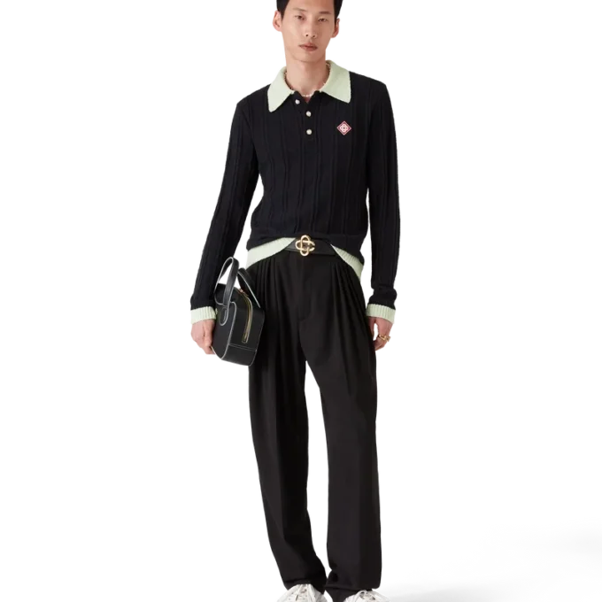 Polo a maniche lunghe in bouclé Polo a maniche lunghe in bouclé